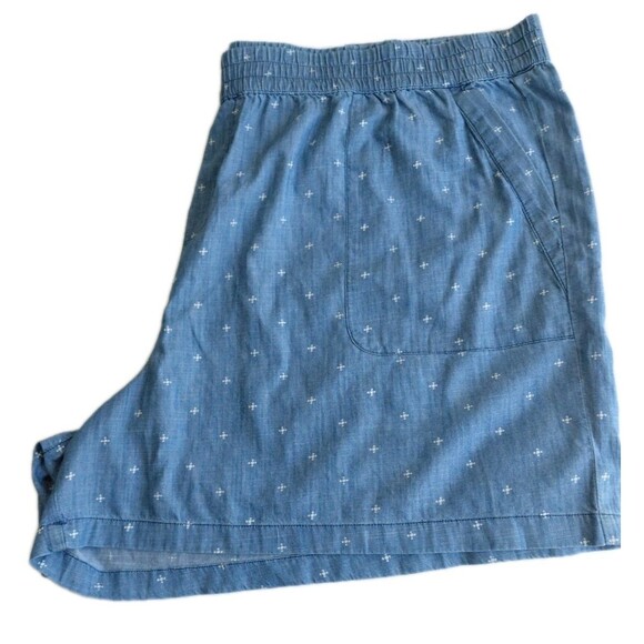 Sonoma Size 3X Ultracomfort Waistband Mid Rise Light Blue Chambray Shorts - Picture 5 of 6